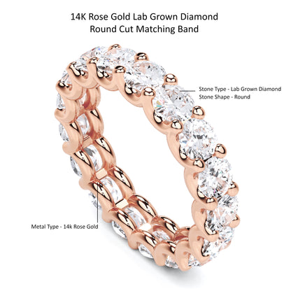 1/2 Ct Round Lab Grown Diamond Eternity Wedding Band Ring 14K Gold Clarity VS1 Color  E-F