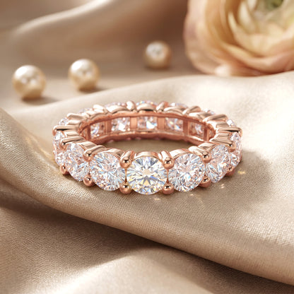1/2 Ct Round Lab Grown Diamond Eternity Wedding Band Ring 14K Gold Clarity VS1 Color  E-F