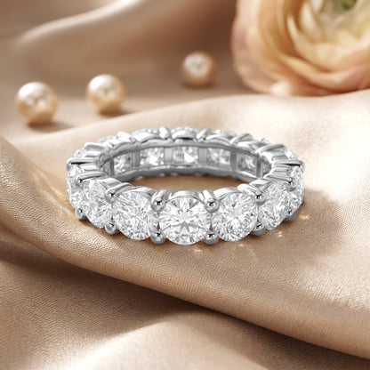 1/2 Ct Round Lab Grown Diamond Eternity Wedding Band Ring 14K Gold Clarity VS1 Color  E-F