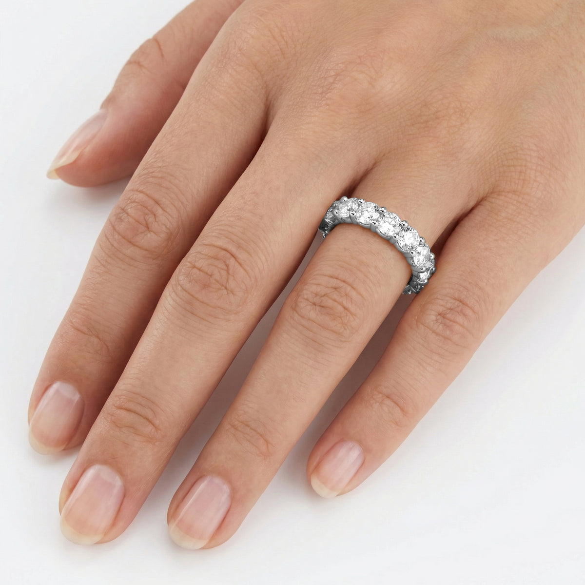 1/2 Ct Round Lab Grown Diamond Eternity Wedding Band Ring 14K Gold Clarity VS1 Color  E-F