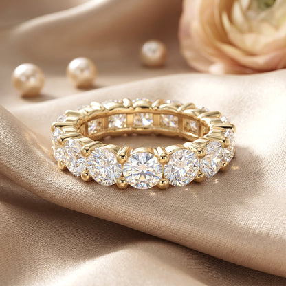 1/2 Ct Round Lab Grown Diamond Eternity Wedding Band Ring 14K Gold Clarity VS1 Color  E-F