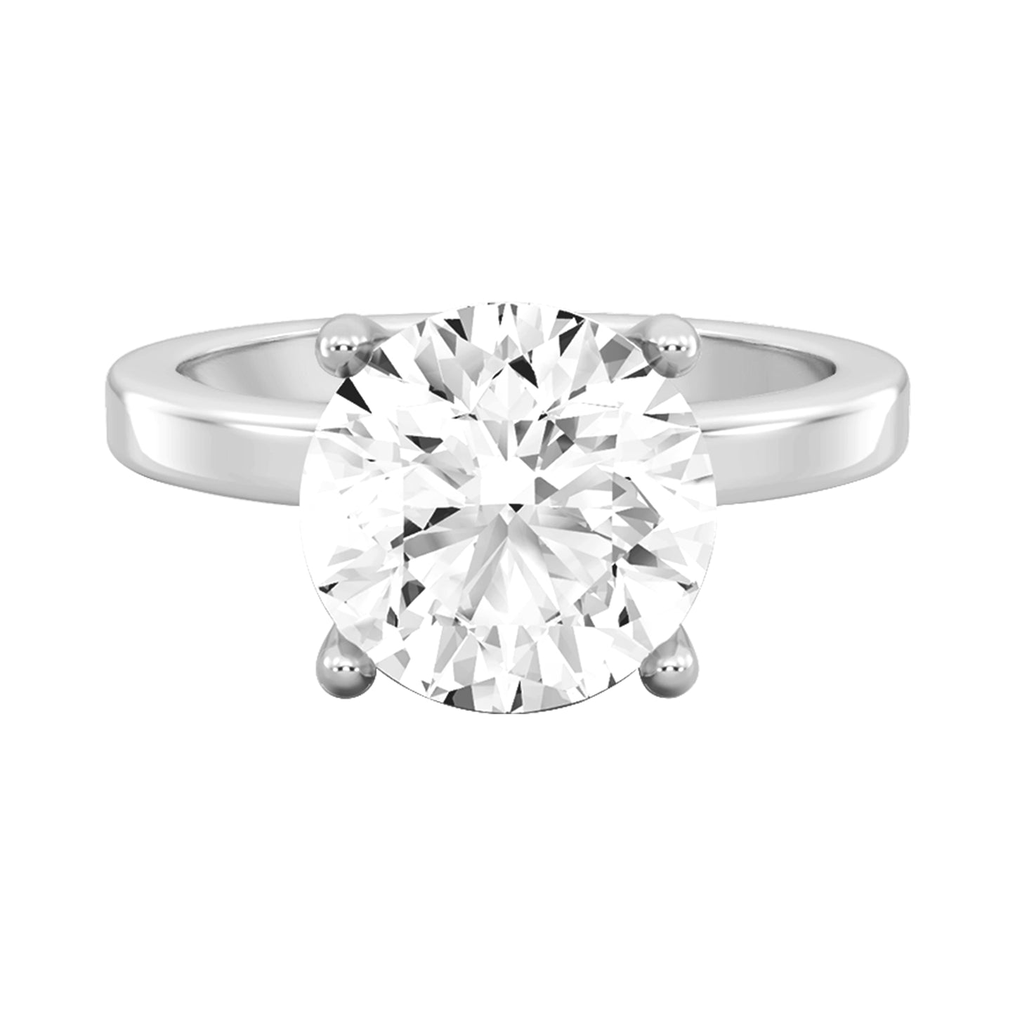 0.75 Carat To 5 Carat Round Shape Lab Grown Diamond 14K White Gold Solitaire Engagement Ring (D-F Color and VS Clarity)