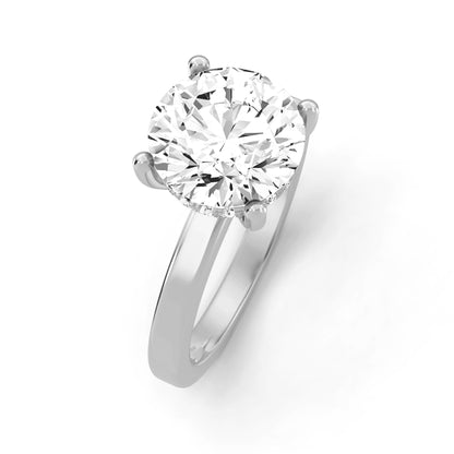 0.75 Carat To 5 Carat Round Shape Lab Grown Diamond 14K White Gold Solitaire Engagement Ring (D-F Color and VS Clarity)