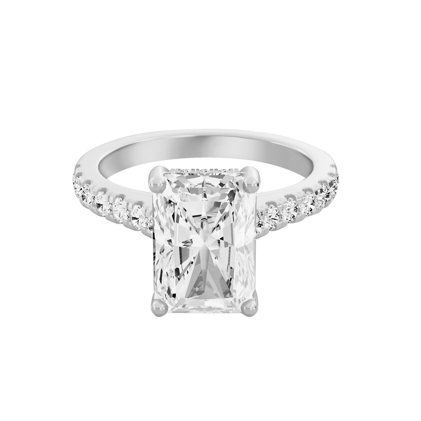 0.75 Carat To 5 Carat Radiant Shape Lab Grown Diamond 14k White Gold Cathedral Hidden Halo Solitaire Engagement Ring (D-F Color and VS Clarity)