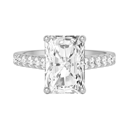 0.75 Carat To 5 Carat Radiant Shape Lab Grown Diamond 14k White Gold Cathedral Solitaire Engagement Ring (D-F Color and VS Clarity)