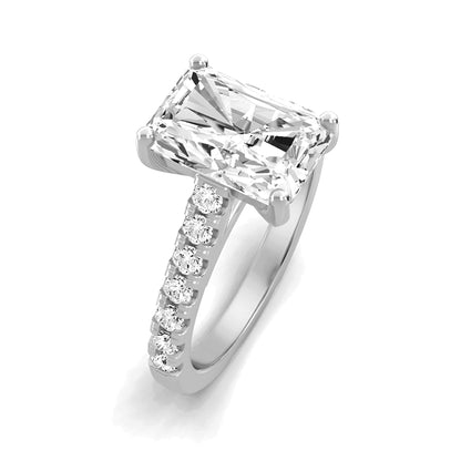 0.75 Carat To 5 Carat Radiant Shape Lab Grown Diamond 14k White Gold Cathedral Solitaire Engagement Ring (D-F Color and VS Clarity)