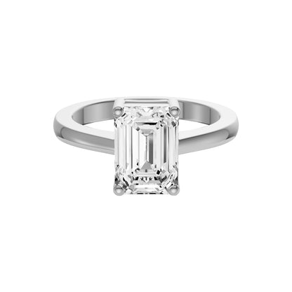 1.00 Carat To 3.00 Carat Emerald Cut Lab Grown Diamond 14K White Gold Basket Regular Shank Solitaire Engagement Band Ring (E-F Color and VS1 Clarity)