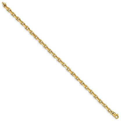 14k Yellow Gold 4.2mm Hand Polished Fancy Link Bracelet 7 inch with Lobster Clasp