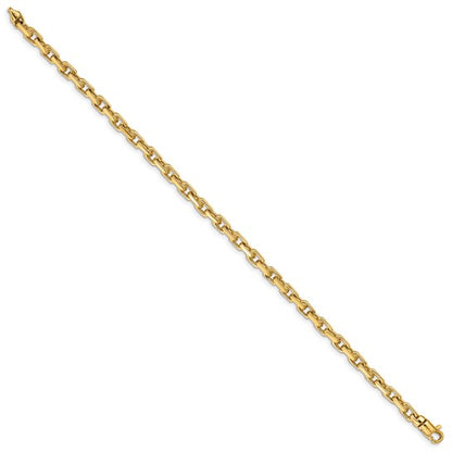 14k Yellow Gold 5mm Hand Polished Fancy Link Bracelet 7.25" with Lobster Clasp