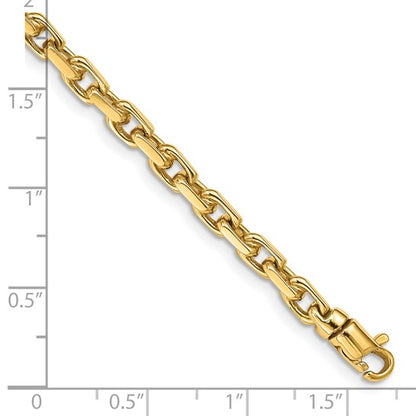 14k Yellow Gold 5mm Hand Polished Fancy Link Bracelet 7.25" with Lobster Clasp