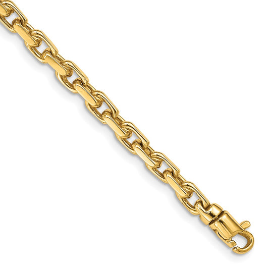 14k Yellow Gold 4.2mm Hand Polished Fancy Link Bracelet 7 inch with Lobster Clasp