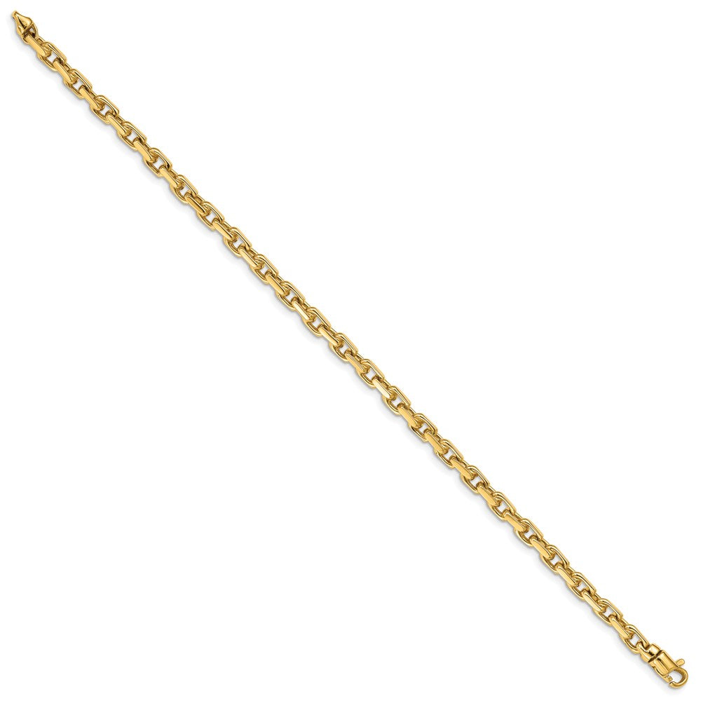 14k Yellow Gold 4.2mm Hand Polished Fancy Link Bracelet 8" with Lobster Clasp