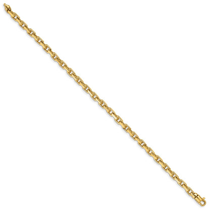 14k Yellow Gold 4.2mm Hand Polished Fancy Link Bracelet 8" with Lobster Clasp