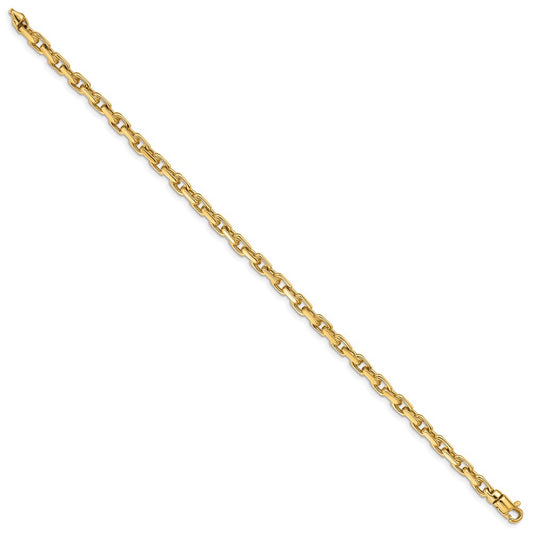 14k Yellow Gold 4.2mm Hand Polished Fancy Link Bracelet 8" with Lobster Clasp