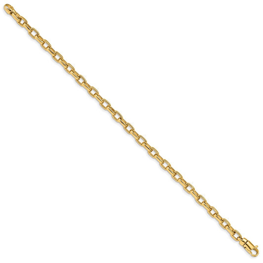 14k Yellow Gold 5mm Hand Polished Fancy Link Bracelet 8.25 inch with Lobster Clasp