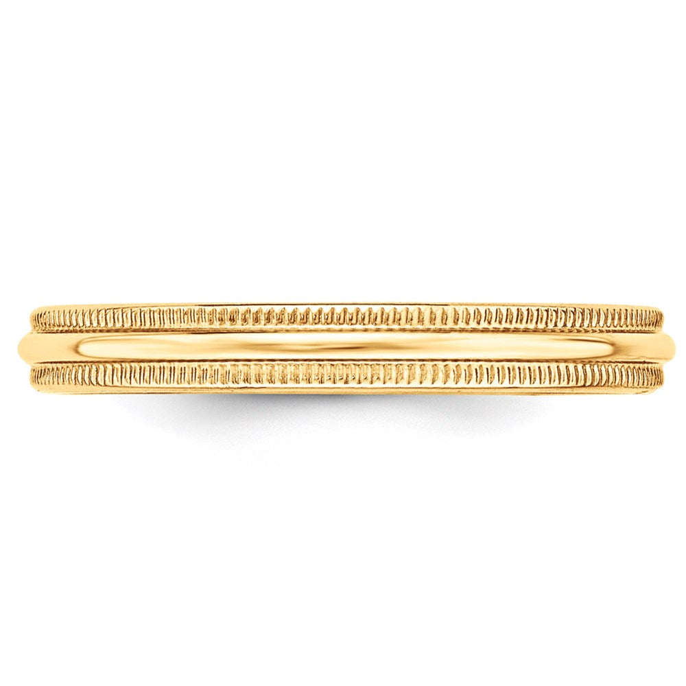 14k Yellow Gold 3mm Milgrain Half Round Wedding Band Ring