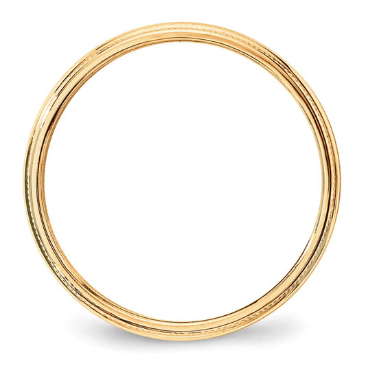 14k Yellow Gold 3mm Lightweight Milgrain Half Round Wedding Band Ring
