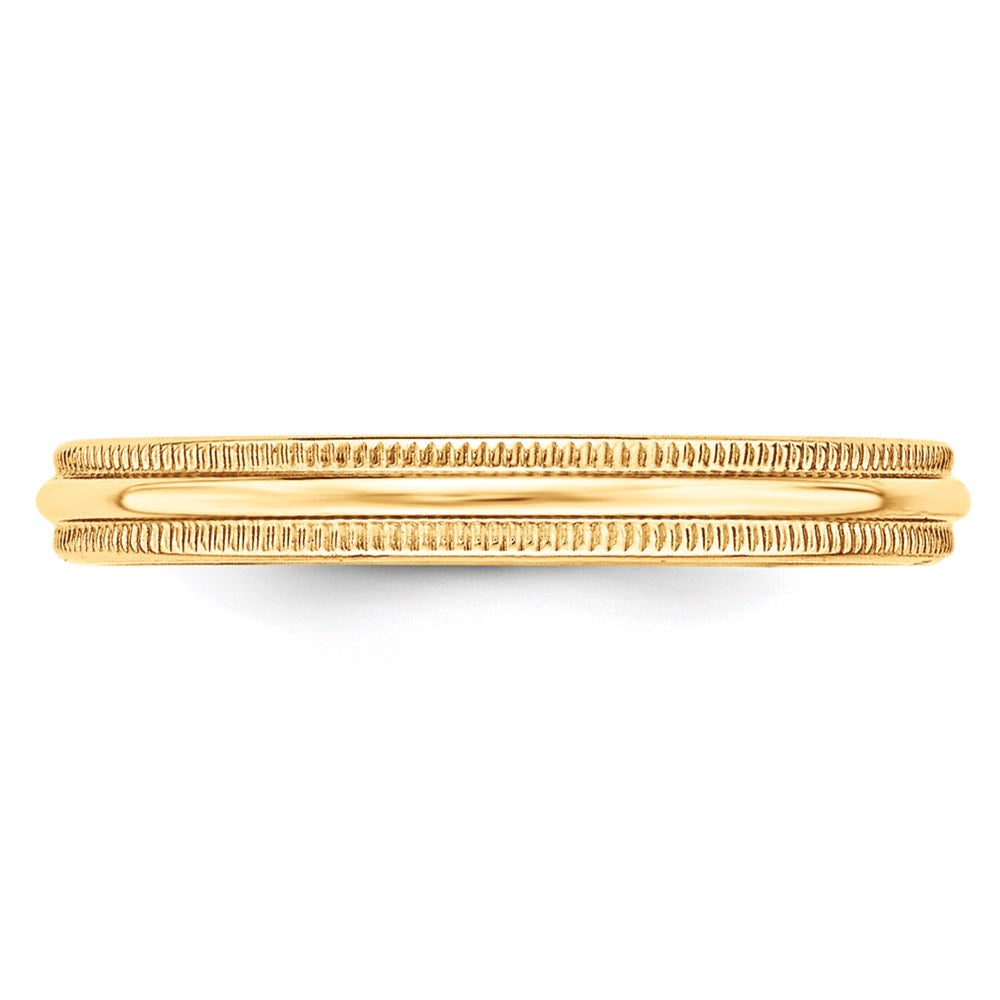 14k Yellow Gold 3mm Lightweight Milgrain Half Round Wedding Band Ring