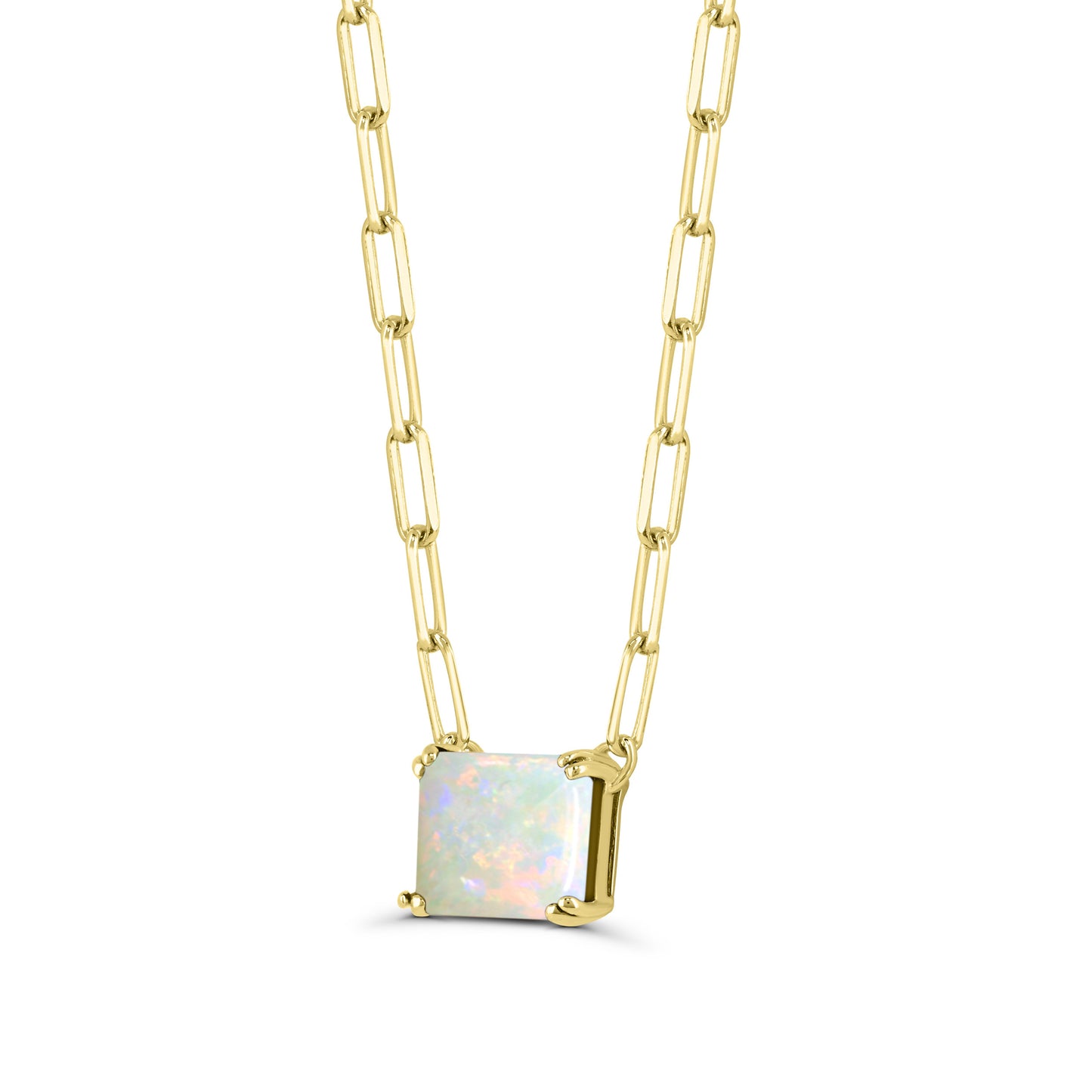 10K Yellow Ethiopian Opal Pendant Necklace 18"