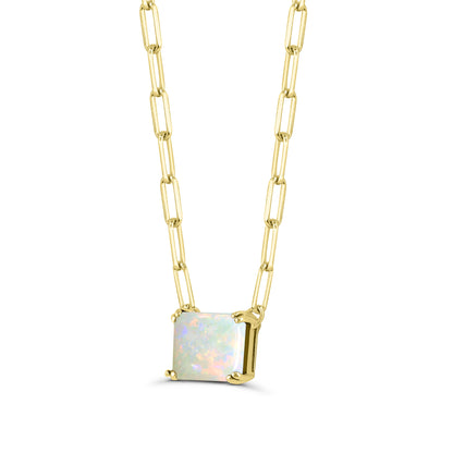 10K Yellow Ethiopian Opal Pendant Necklace 18"