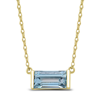 10K Yellow Gold Swiss Blue Topaz Pendant Necklace 18"