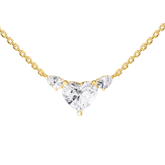 3 Carat Lab Grown Diamond Heart Pendant Necklace 18"