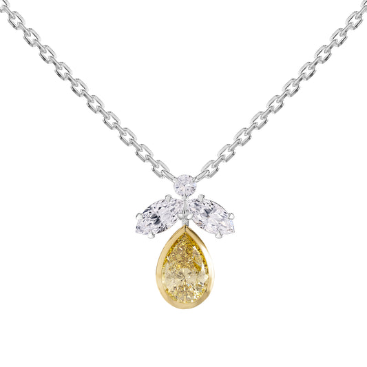 1.5 Carat Lab Grown Diamond & Yellow Citrine Pendant Necklace 18"