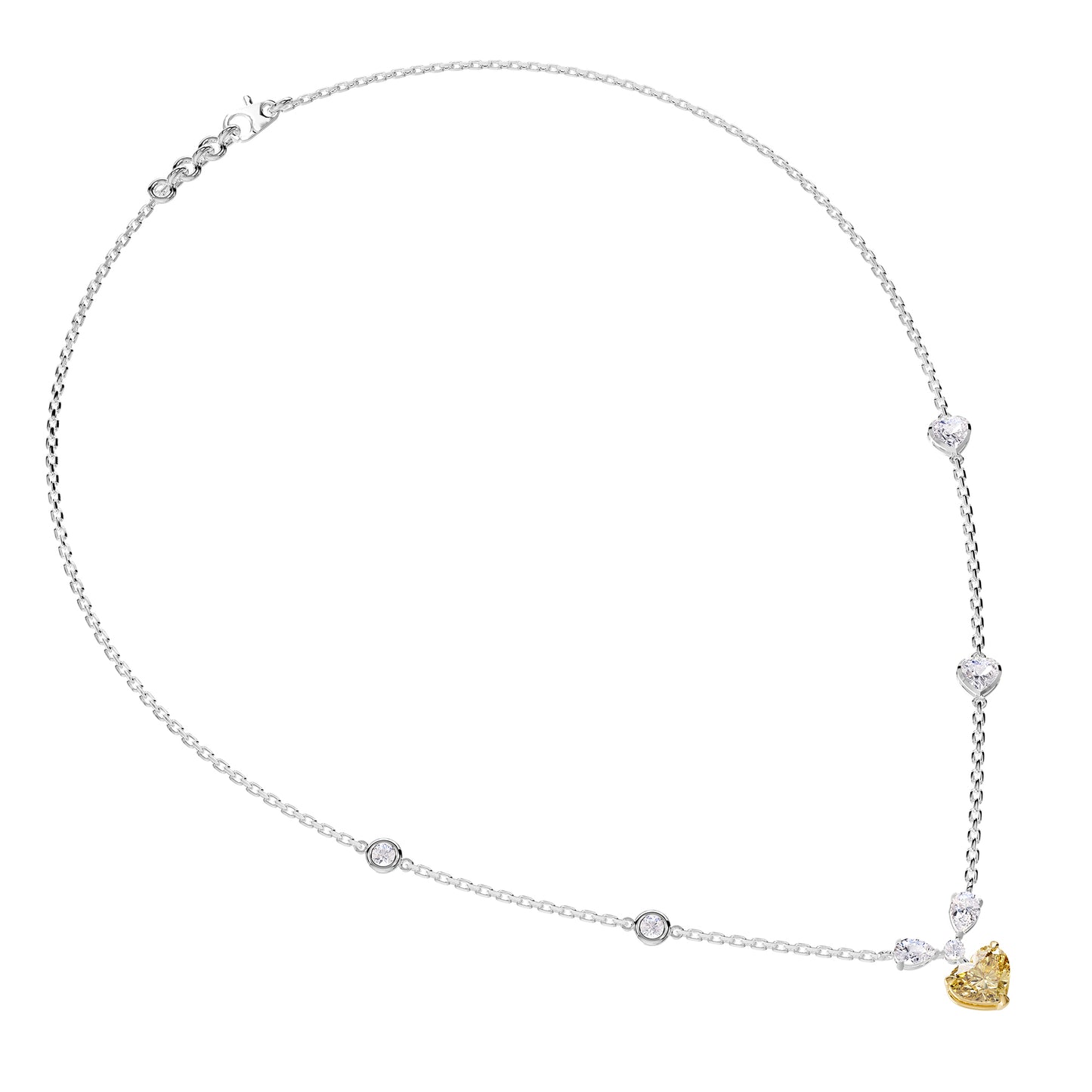3 Carat Lab Grown Diamond & Citrine Station Necklace 18"