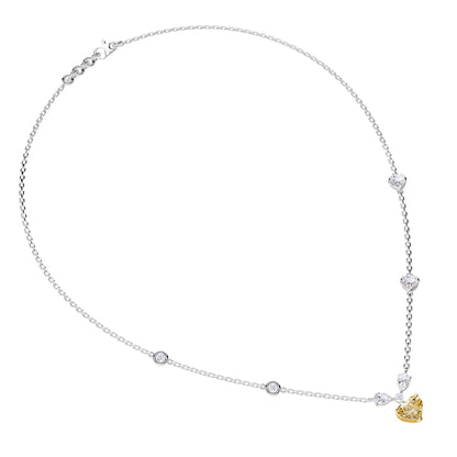 3 Carat Lab Grown Diamond & Citrine Station Necklace 18"