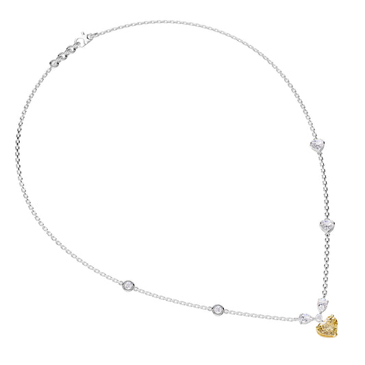 3 Carat Lab Grown Diamond & Citrine Station Necklace 18"