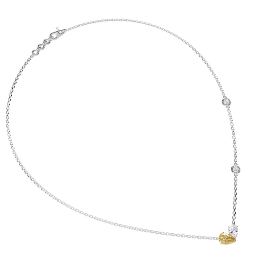 1.65 Carat Lab Grown Diamond & Yellow Citrine Pendant Necklace 18"
