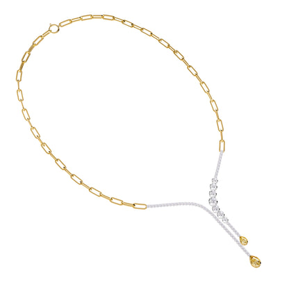 3.75 Carat Lab Grown Diamond & Citrine Necklace 18"