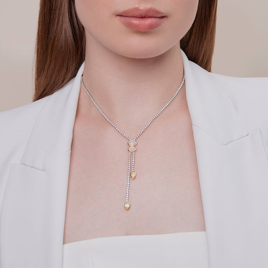 8 Carat Lab Grown Diamond & Citrine Necklace 18"