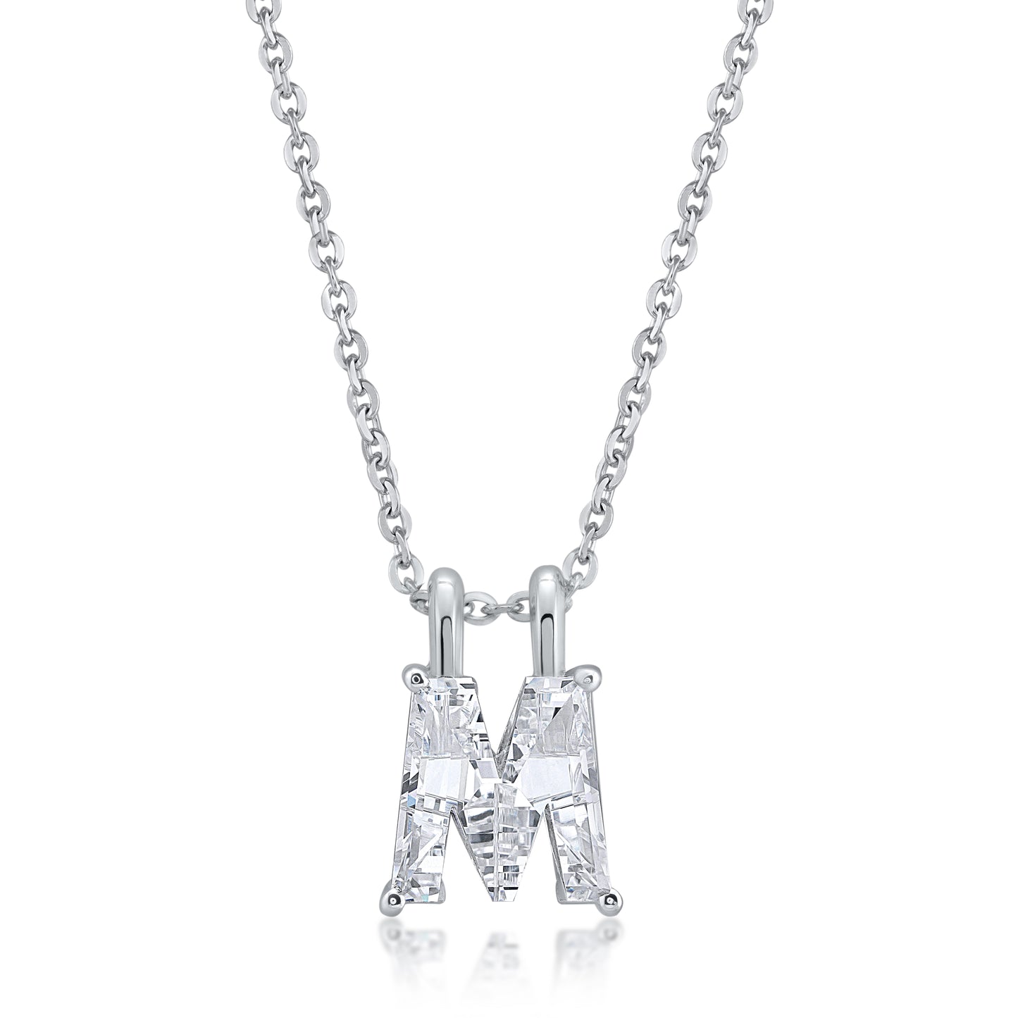 14k White Gold Lab-Grown Diamond Alphabet Initial Pendant Necklace VS Clarity EF Color