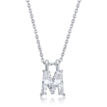 14k White Gold Lab-Grown Diamond Alphabet Initial Pendant Necklace VS Clarity EF Color