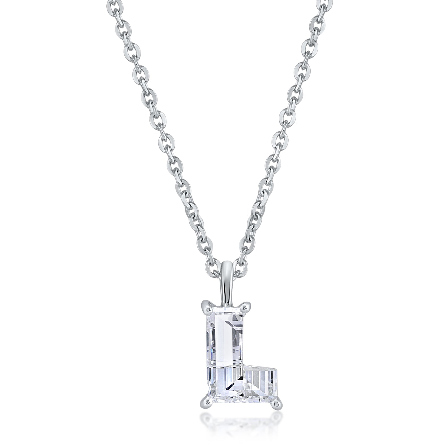 14k White Gold Lab-Grown Diamond Alphabet Initial Pendant Necklace VS Clarity EF Color