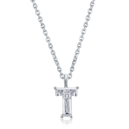 14k White Gold Lab-Grown Diamond Alphabet Initial Pendant Necklace VS Clarity EF Color