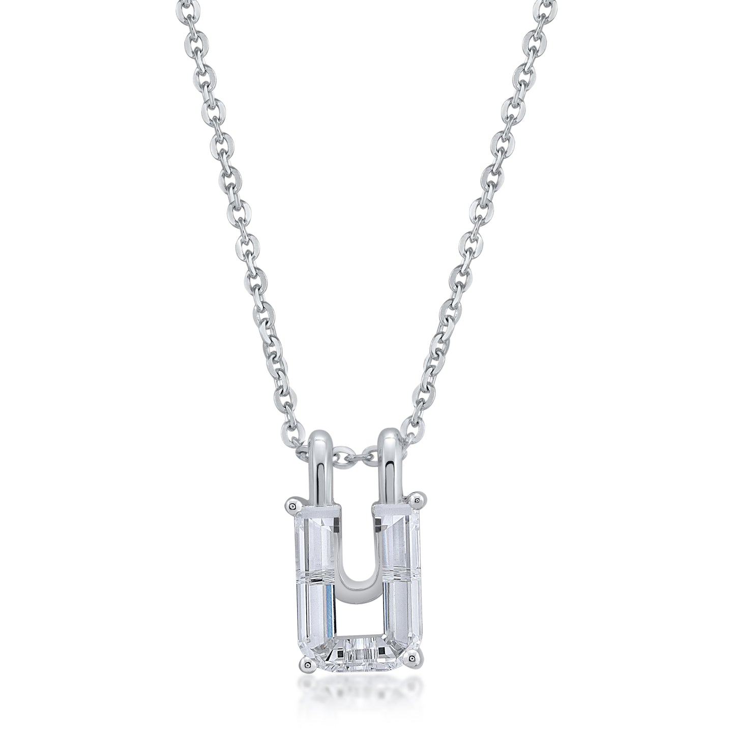 14k White Gold Lab-Grown Diamond Alphabet Initial Pendant Necklace VS Clarity EF Color
