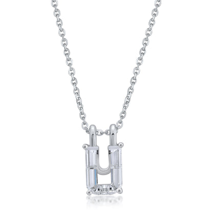 14k White Gold Lab-Grown Diamond Alphabet Initial Pendant Necklace VS Clarity EF Color