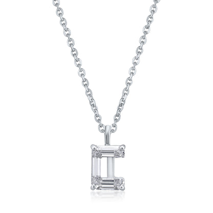 14k White Gold Lab-Grown Diamond Alphabet Initial Pendant Necklace VS Clarity EF Color
