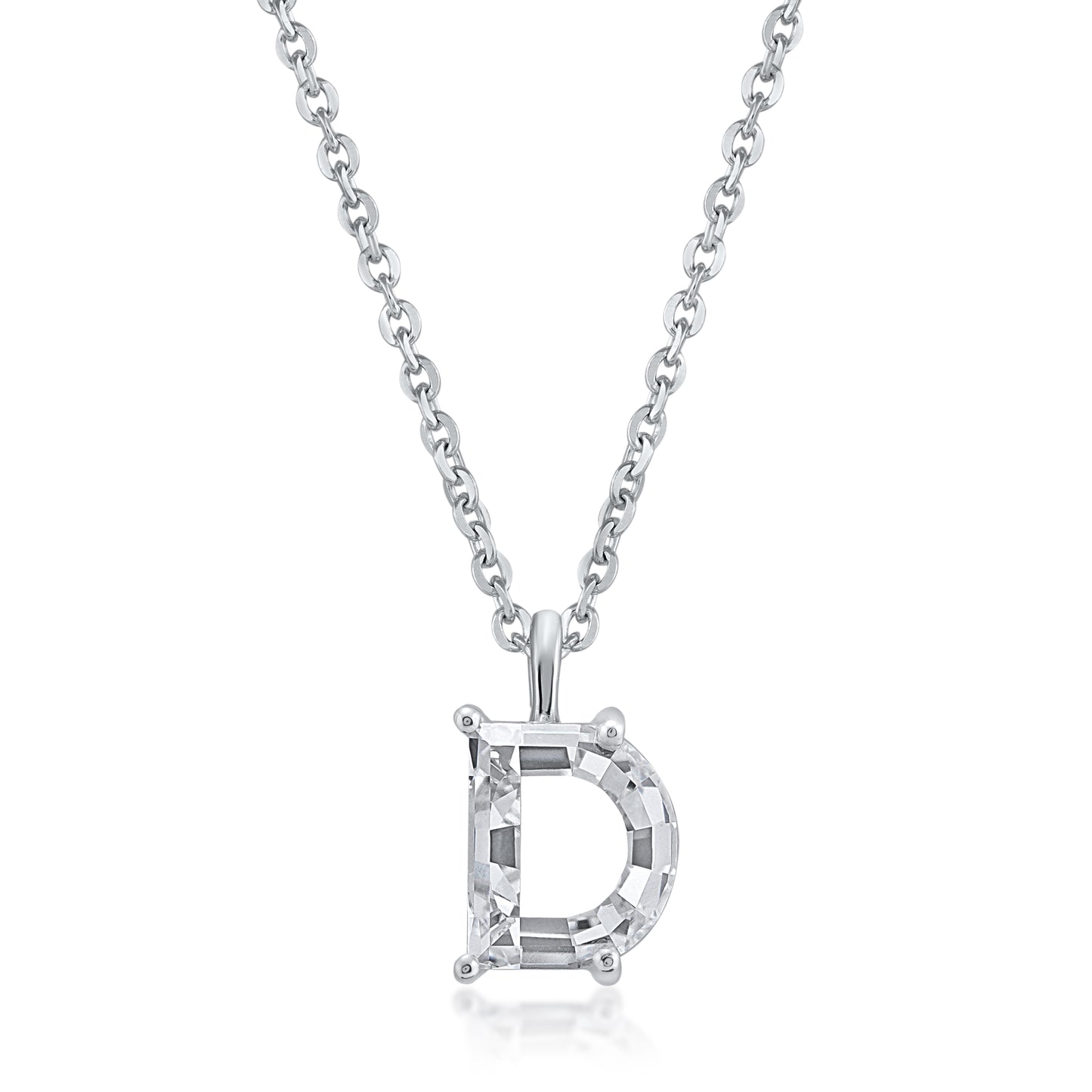14k White Gold Lab-Grown Diamond Alphabet Initial Pendant Necklace VS Clarity EF Color