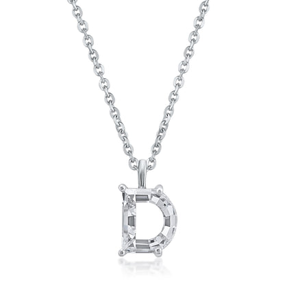 14k White Gold Lab-Grown Diamond Alphabet Initial Pendant Necklace VS Clarity EF Color