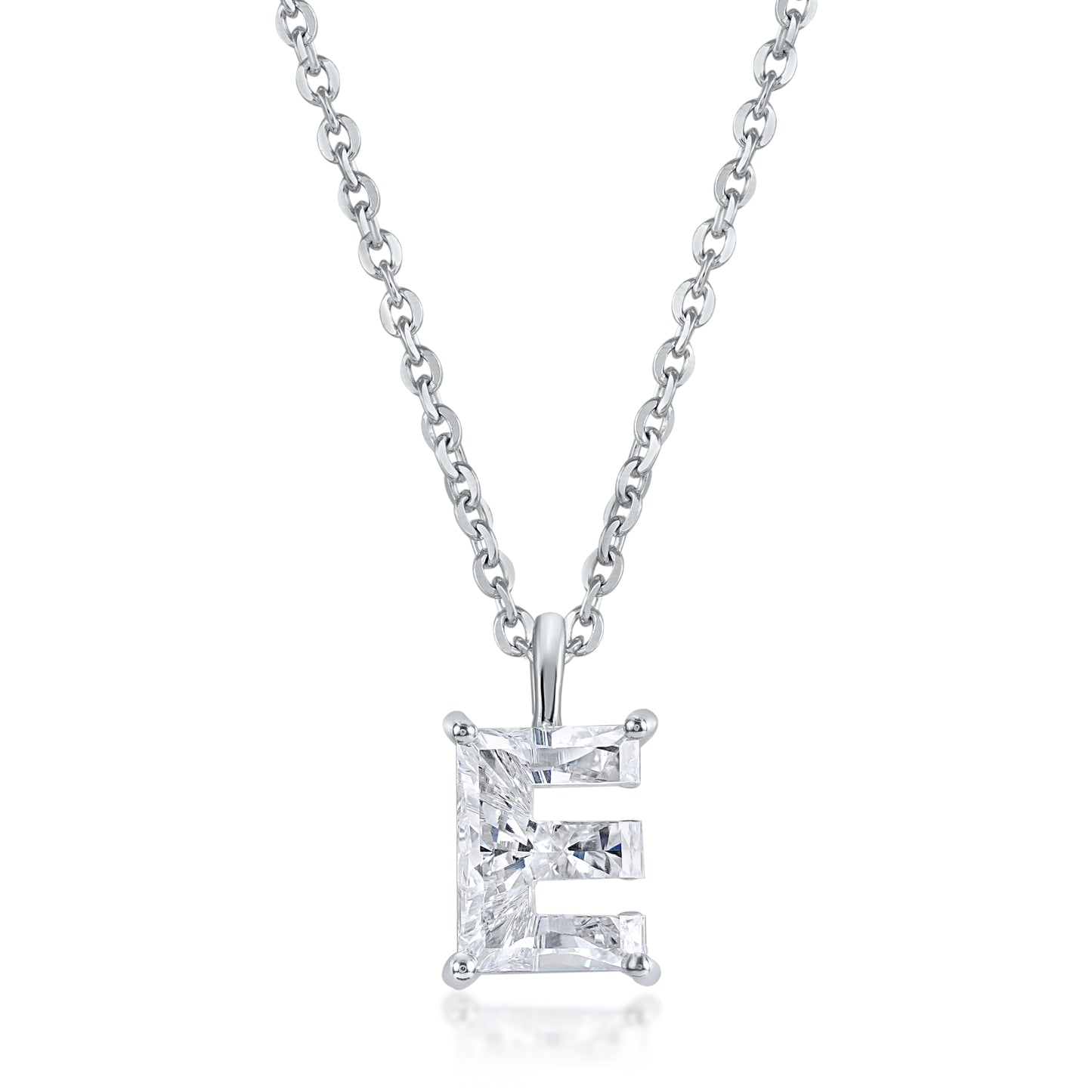 14k White Gold Lab-Grown Diamond Alphabet Initial Pendant Necklace VS Clarity EF Color