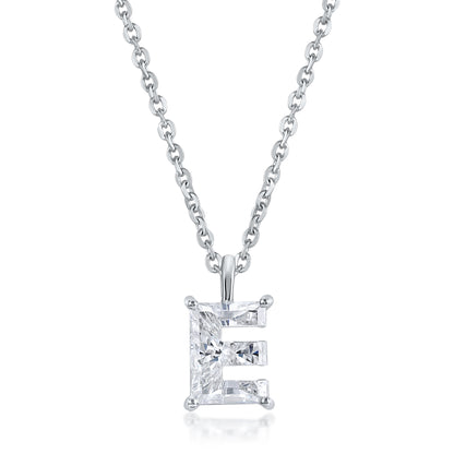 14k White Gold Lab-Grown Diamond Alphabet Initial Pendant Necklace VS Clarity EF Color