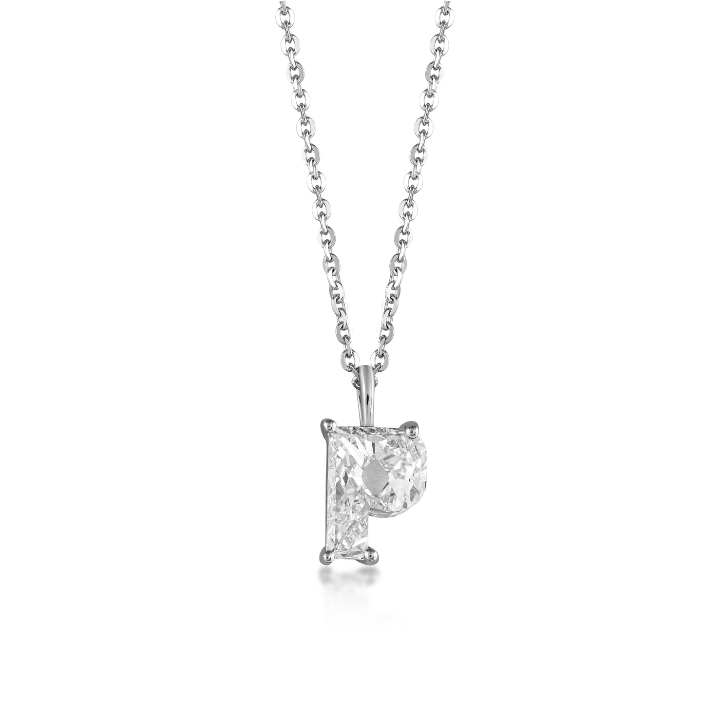 14k White Gold Lab-Grown Diamond Alphabet Initial Pendant Necklace VS Clarity EF Color