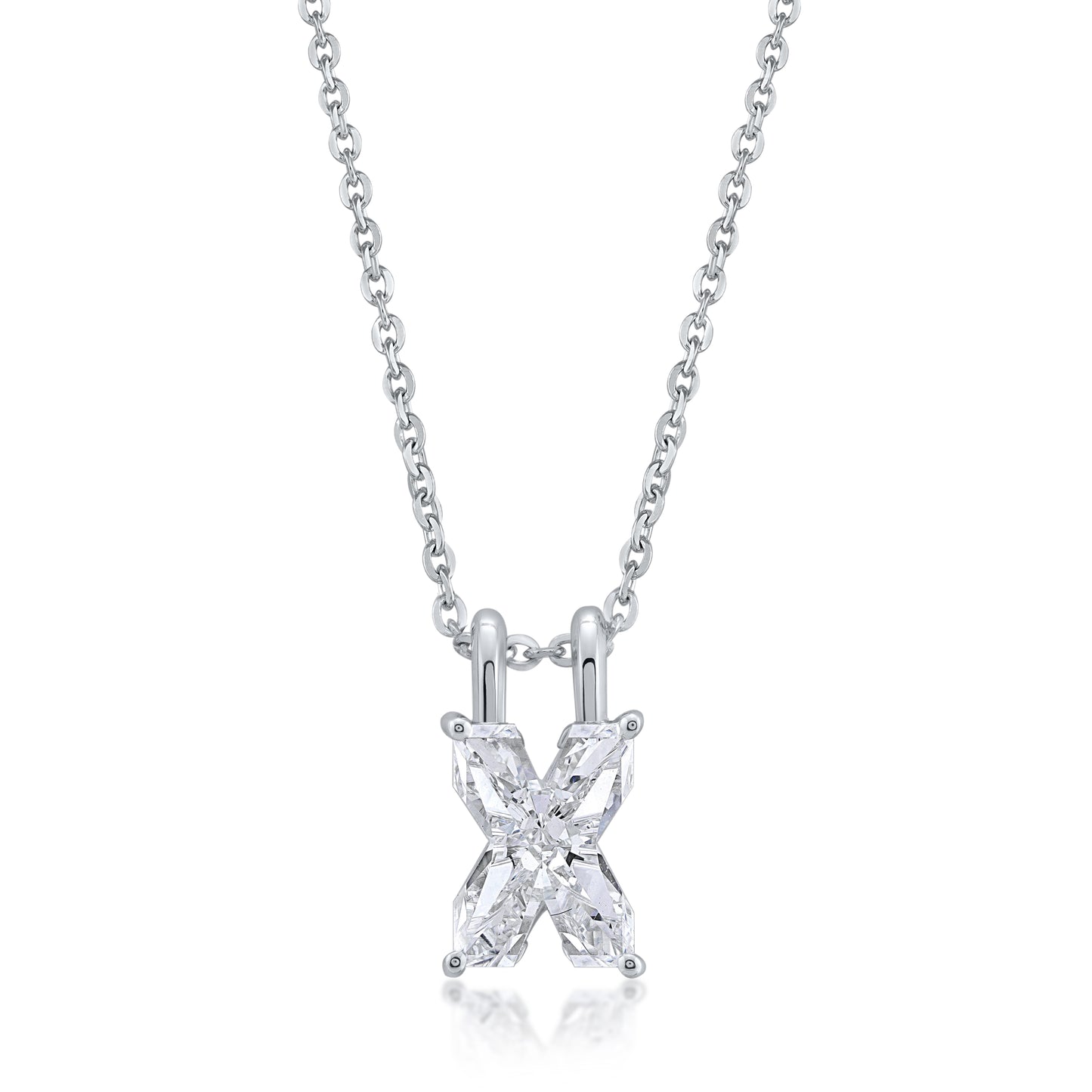 14k White Gold Lab-Grown Diamond Alphabet Initial Pendant Necklace VS Clarity EF Color