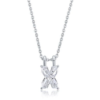 14k White Gold Lab-Grown Diamond Alphabet Initial Pendant Necklace VS Clarity EF Color