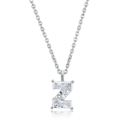 14k White Gold Lab-Grown Diamond Alphabet Initial Pendant Necklace VS Clarity EF Color