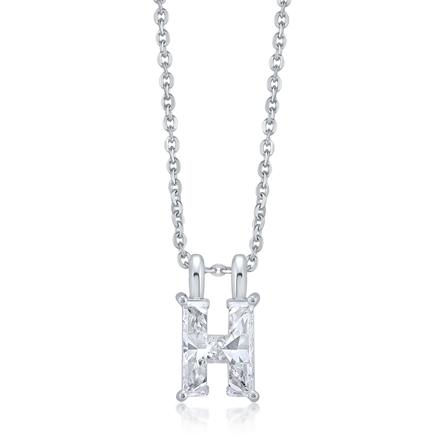 14k White Gold Lab-Grown Diamond Alphabet Initial Pendant Necklace VS Clarity EF Color
