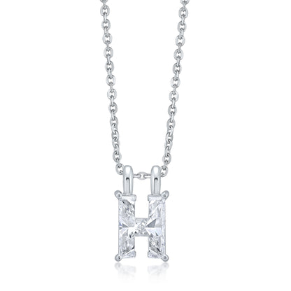 14k White Gold Lab-Grown Diamond Alphabet Initial Pendant Necklace VS Clarity EF Color